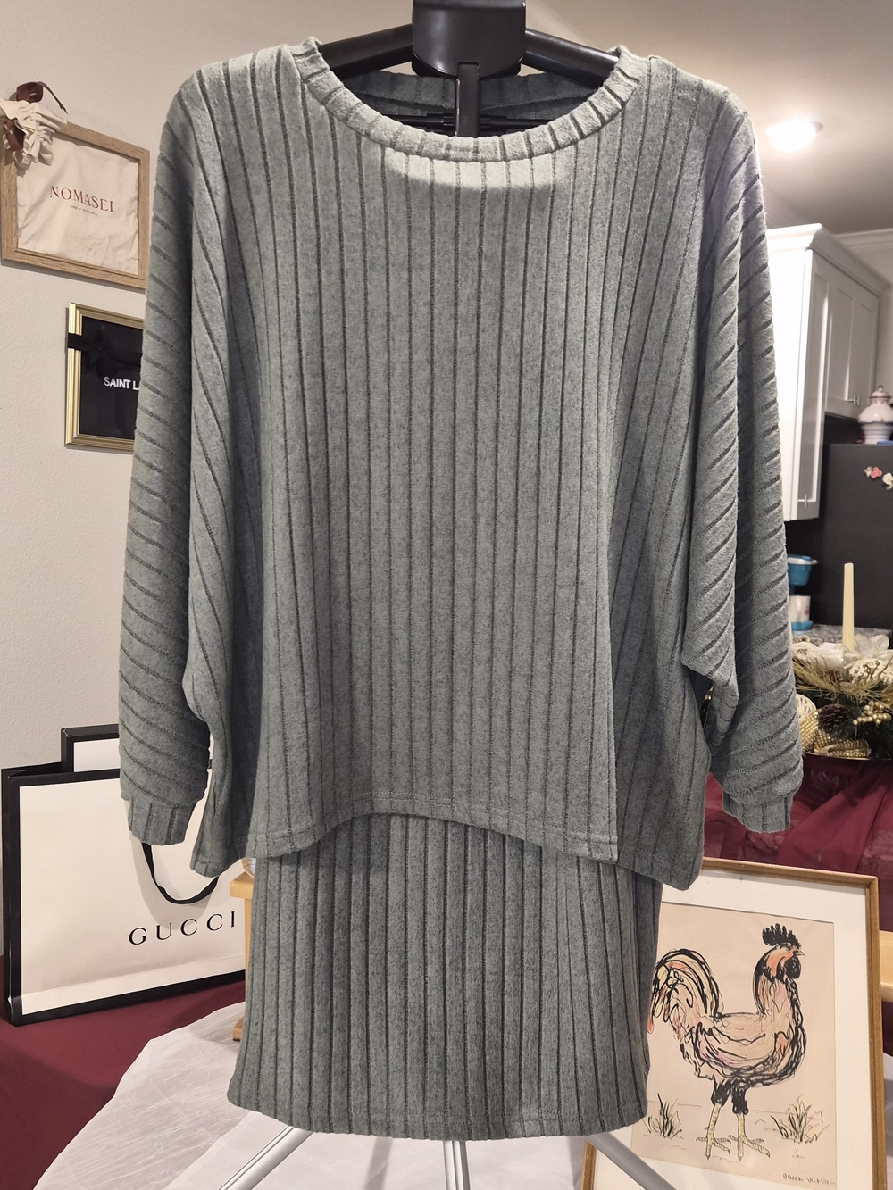 Cozy Ribbed 2-Piece Skirt & Sweater Set – Size 2XL